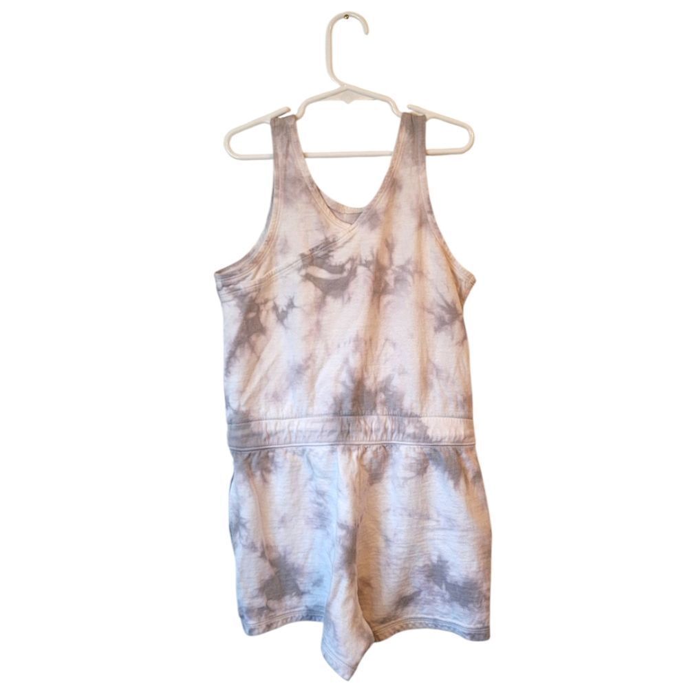 Athleta Girl White & Grey Tie Dye Romper Size M 8/10 - Picture 2 of 5